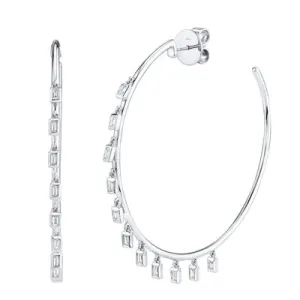 0.47ctw Diamond Baguette Shaker Hoop Earring