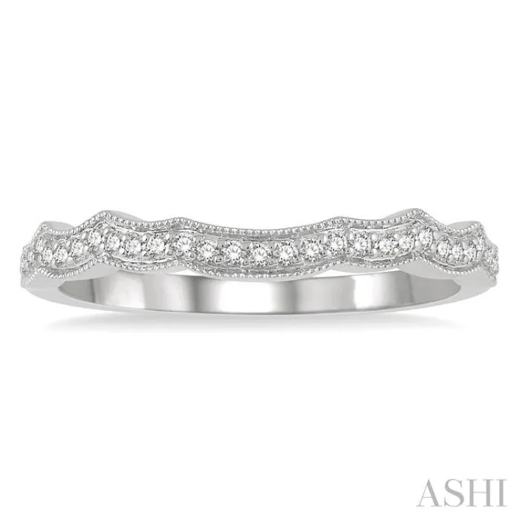 1/10 ctw Curvy Round Cut Diamond Wedding Band in 14K White Gold