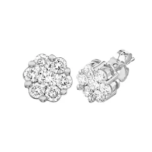 1/10ctw Flower Diamond Cluster Stud Earrings