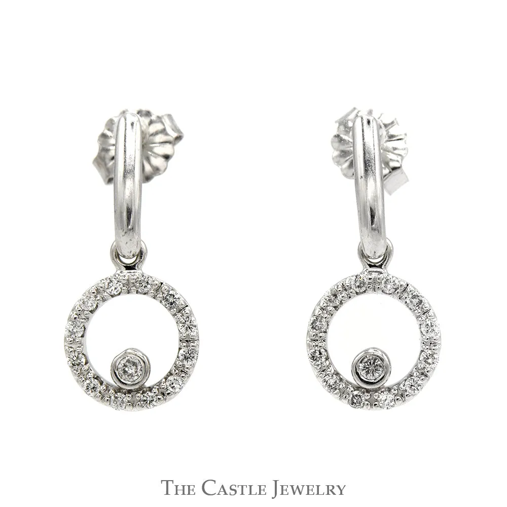 1/4cttw Diamond Circular Dangle Earrings in 14k White Gold