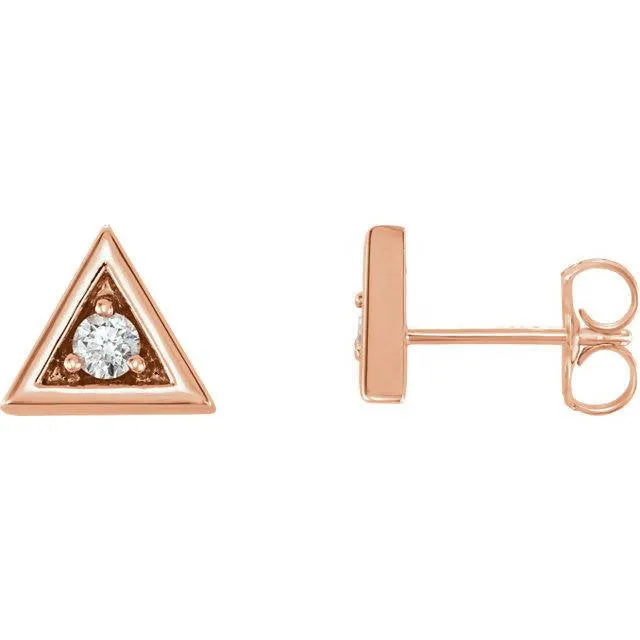 14k Gold and Diamond Triangle Earrings