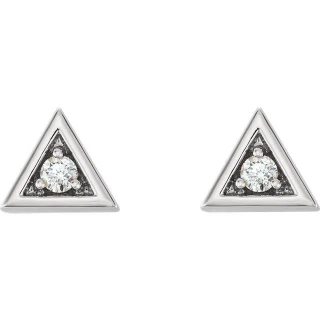 14k Gold and Diamond Triangle Earrings