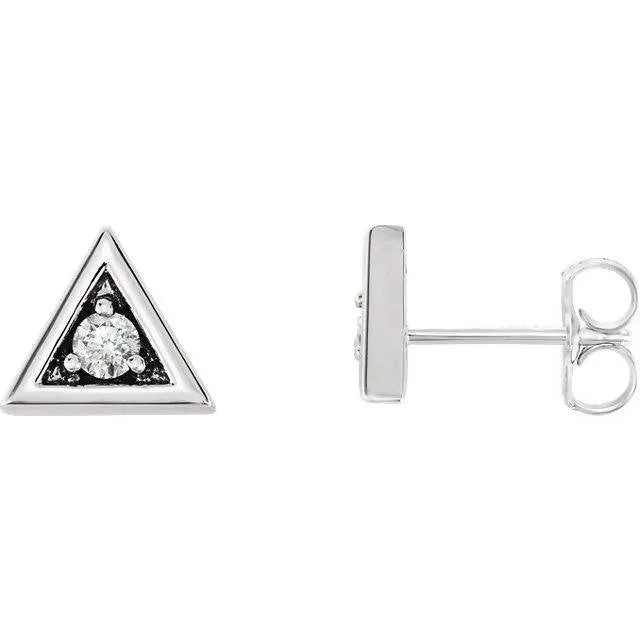 14k Gold and Diamond Triangle Earrings