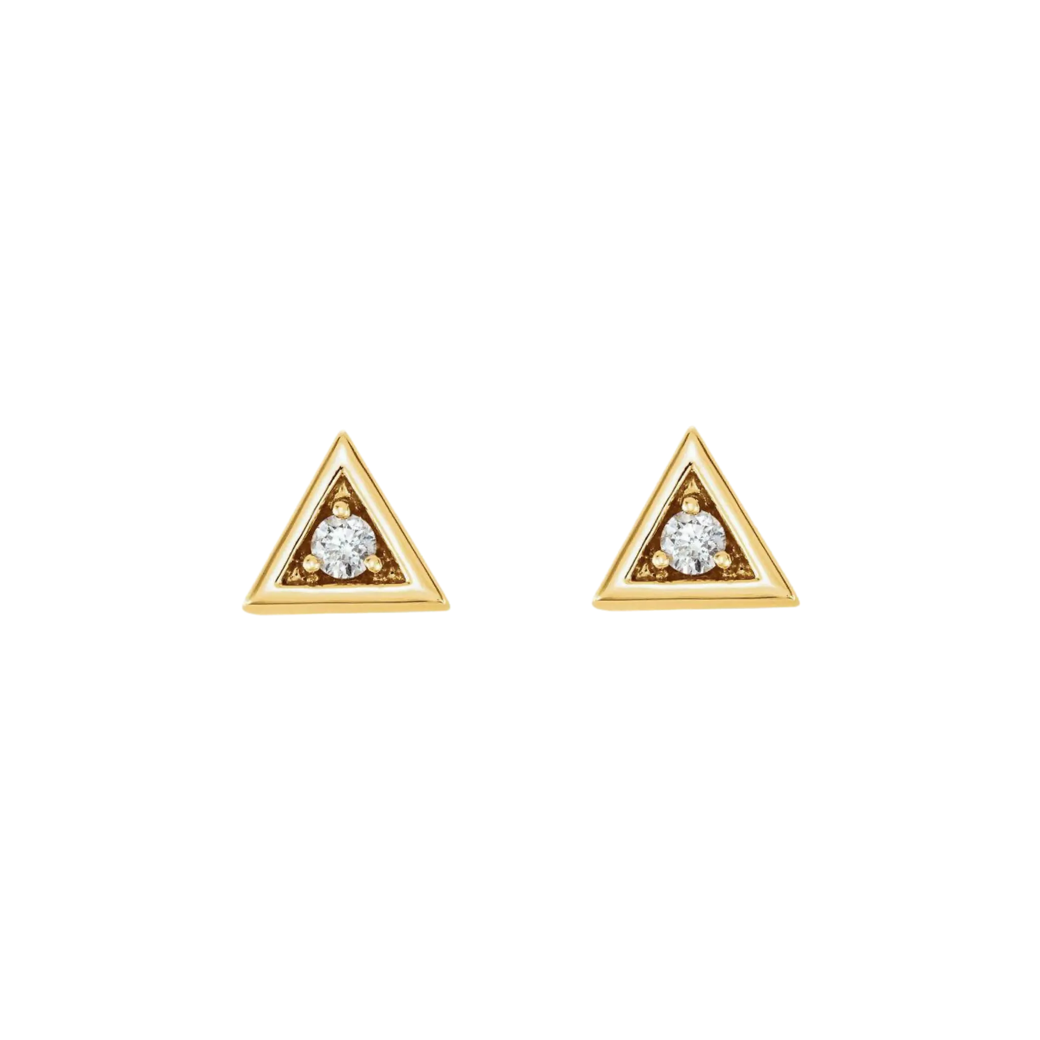 14k Gold and Diamond Triangle Earrings