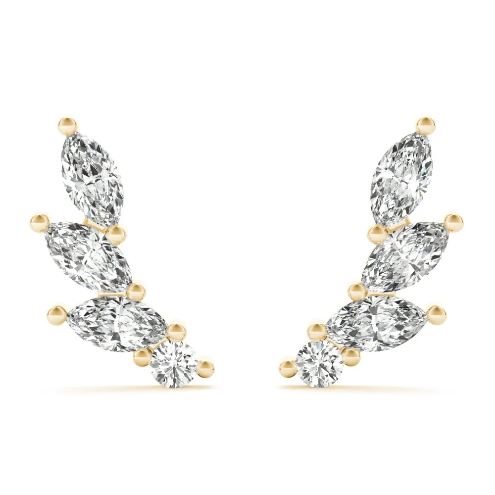 14K Marquise and Round Diamond Earring