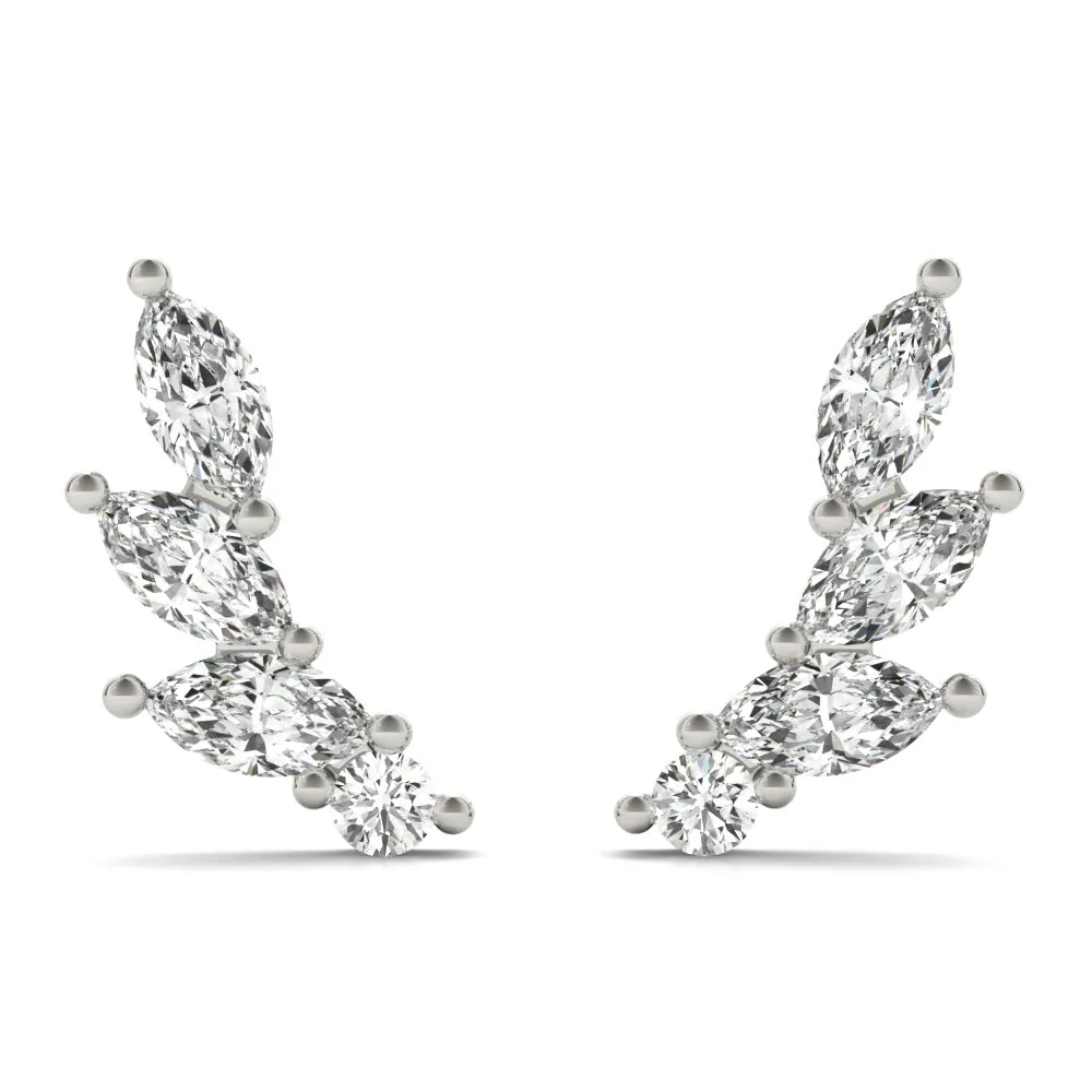 14K Marquise and Round Diamond Earring