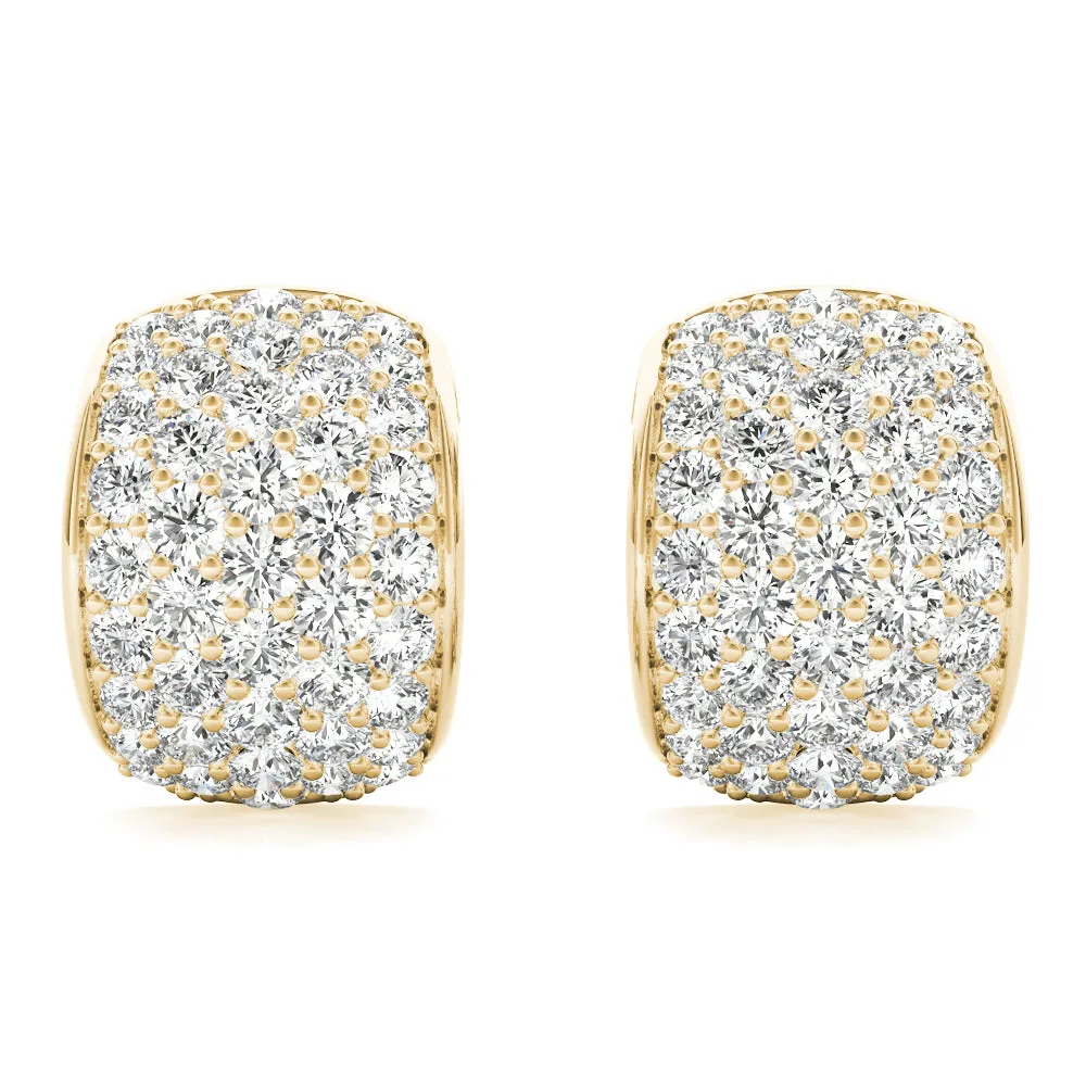 14K Pave Dome Diamond Earring