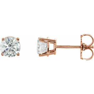 14K Rose 1 CTW Natural Diamond Stud Earrings