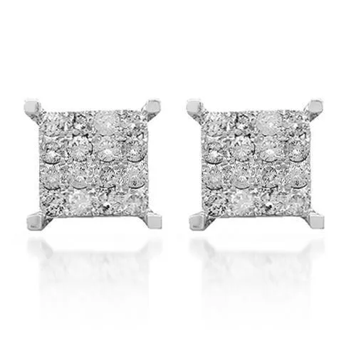 14K Solid White Gold Diamond Stud Earrings 1.50 Ctw