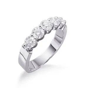 14K White Gold 1.50ctw Five Stone Diamond Band