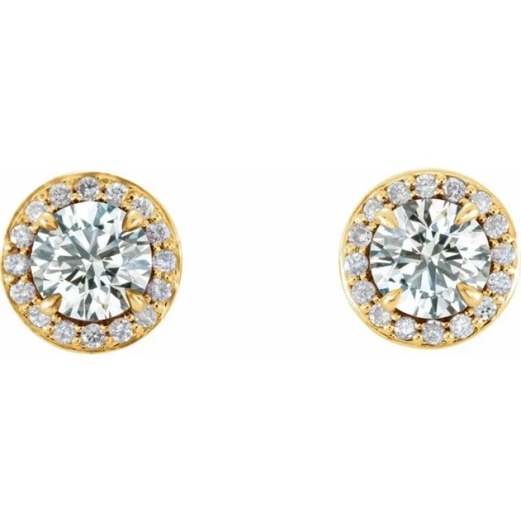 14K Yellow 5/8 CTW Natural Diamond Halo-Style Earrings