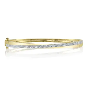 14K Yellow Gold Clasped Diamond Bangle Bracelet