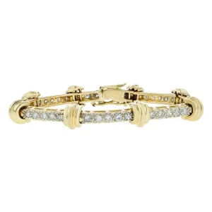 14K Yellow Gold Diamond Sections Bracelet