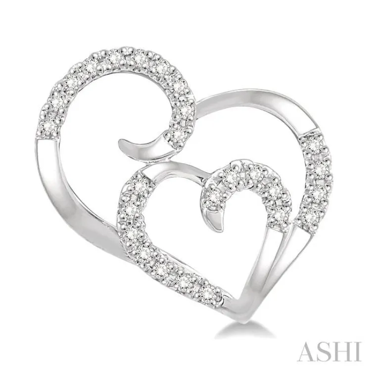 1/6 Ctw Double Heart Round Cut Diamond Stud Earrings in 10K White Gold