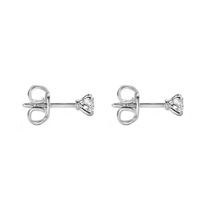 18ct White Gold 0.14ct Diamond Claw Set Solitaire Stud Earrings D