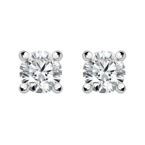 18ct White Gold 0.14ct Diamond Claw Set Solitaire Stud Earrings D