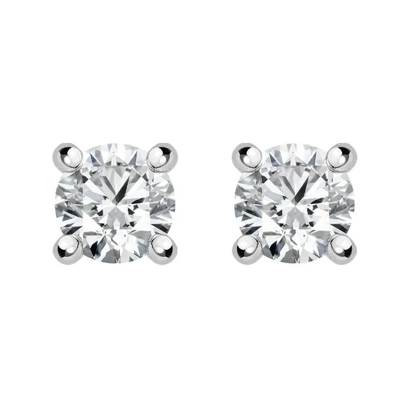 18ct White Gold 0.15ct Diamond Solitaire Stud Earrings D