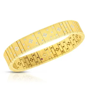 18K Gold and Diamond Princess Satin Double Row Flexible Bracelet