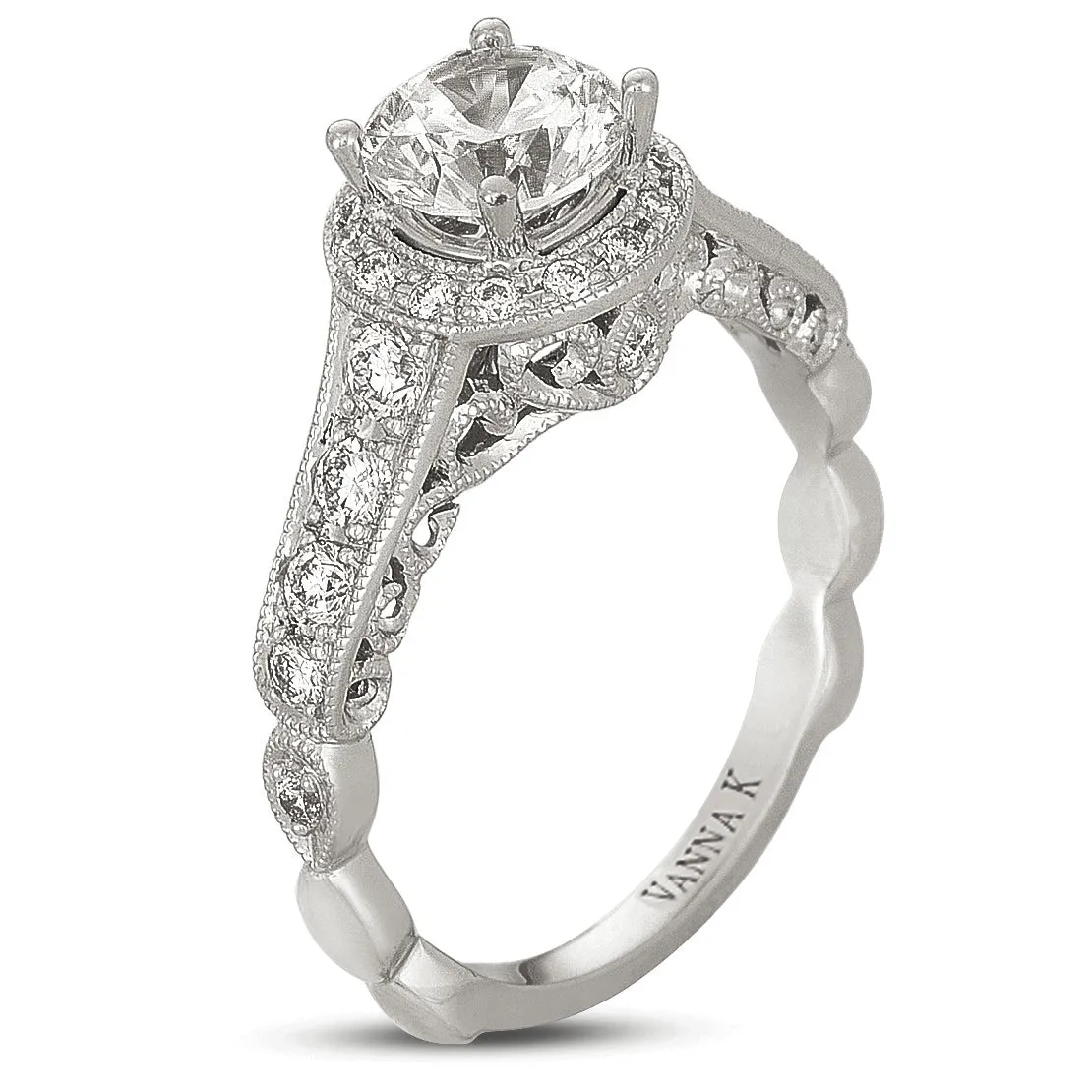 18K White Gold Diamond Engagement Ring