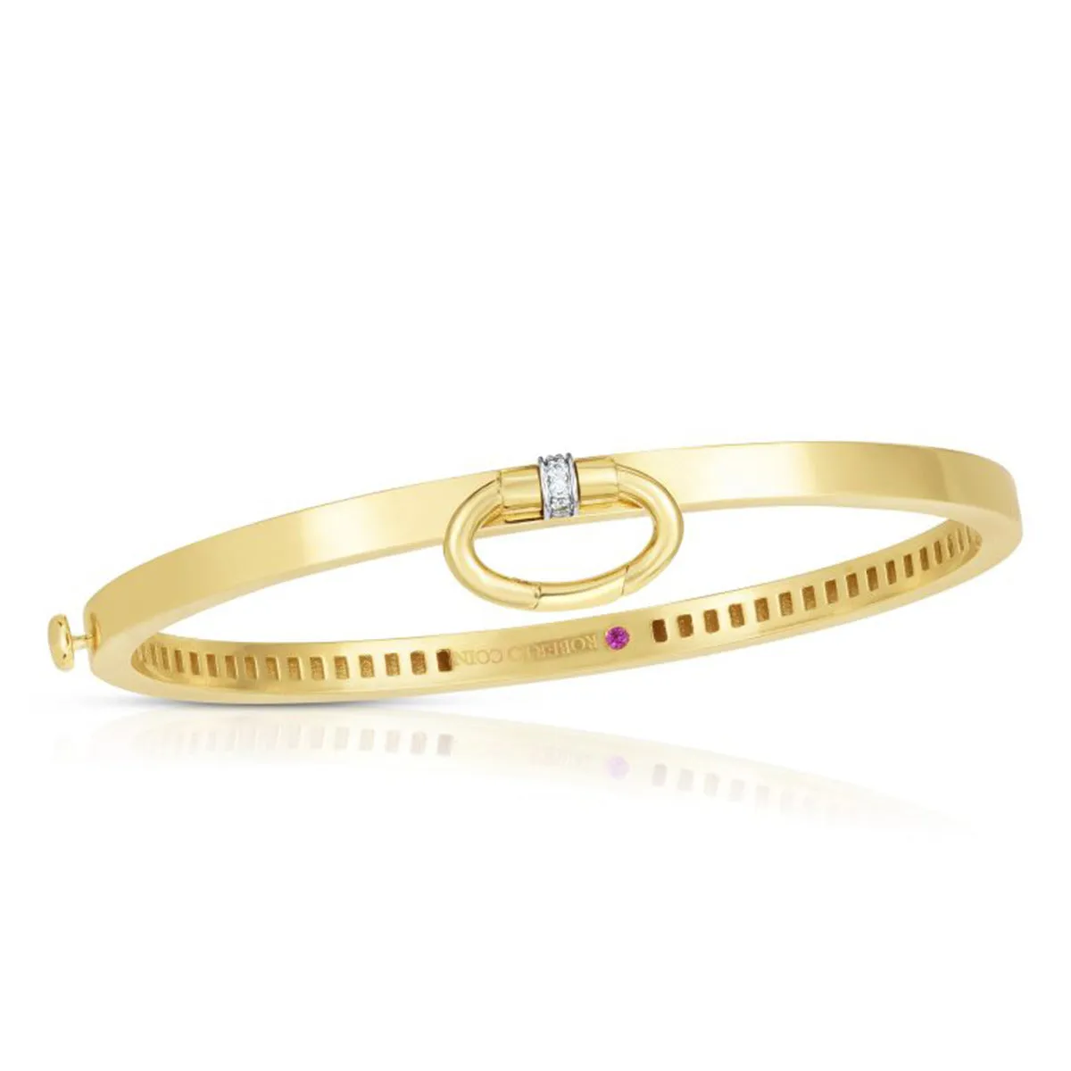 18K YW Charm Bangle with Diamond Accent