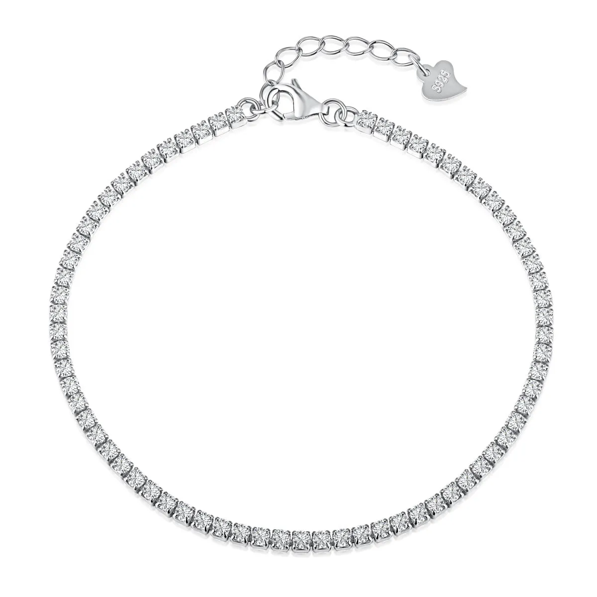 2mm Diamond Simulant Adjustable Tennis Bracelet