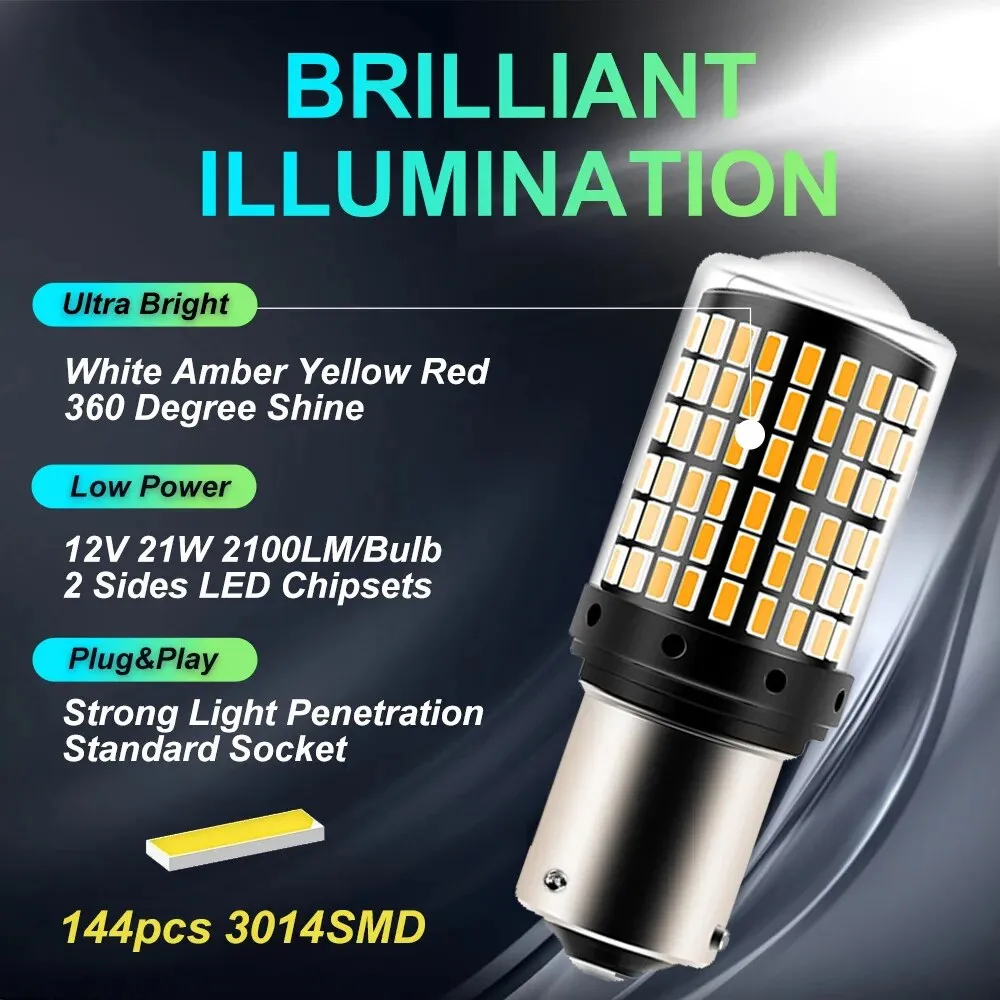 2x P21W PY21W Car LED Bulb Ba15s 1156 Bau15s T20 WY21W W21W 7443 High Power LED Signal Light Canbus No error Auto Reverse Lamp