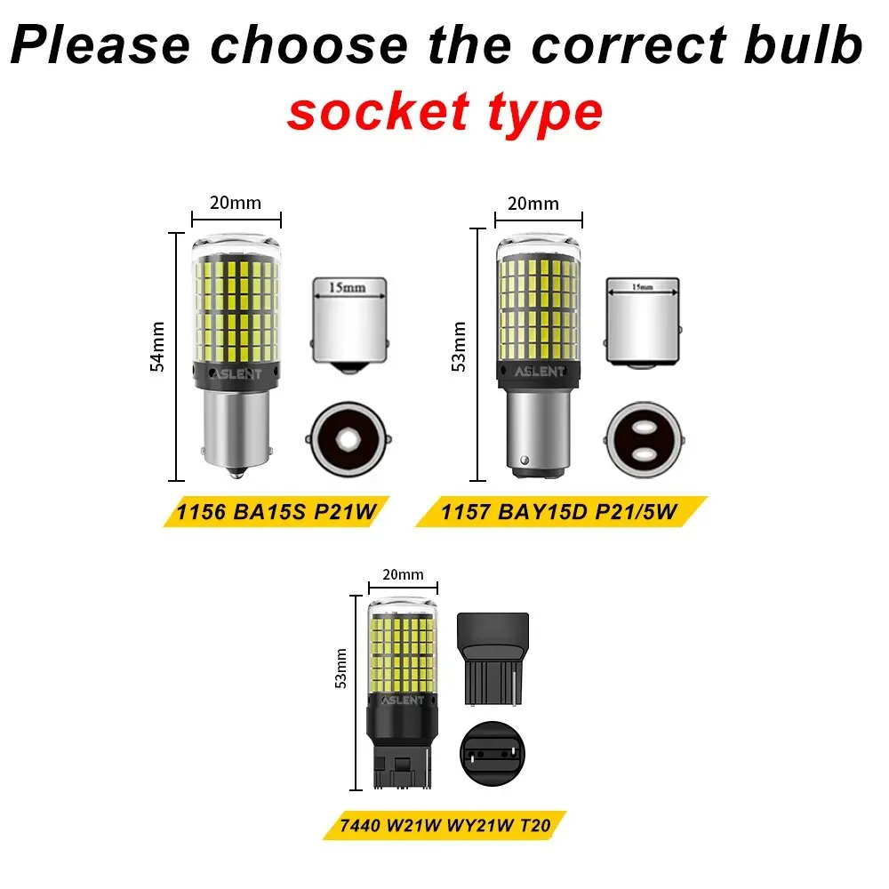 2x P21W PY21W Car LED Bulb Ba15s 1156 Bau15s T20 WY21W W21W 7443 High Power LED Signal Light Canbus No error Auto Reverse Lamp