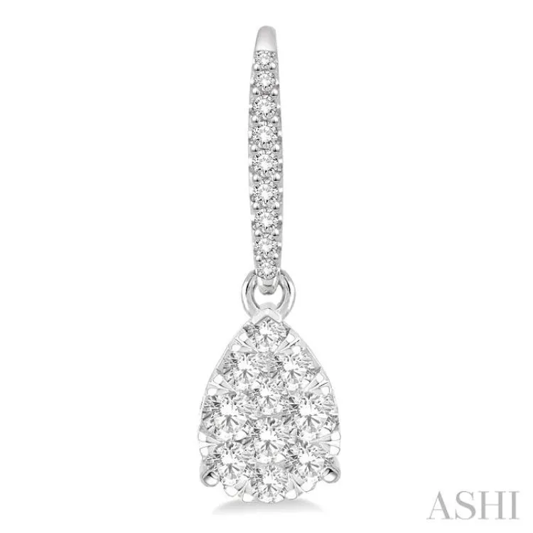 3/4 Ctw Pear Shape Diamond Lovebright Earrings in 14K White Gold