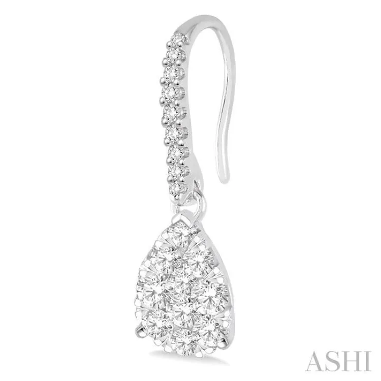 3/4 Ctw Pear Shape Diamond Lovebright Earrings in 14K White Gold