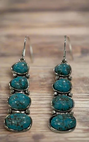 4  Stone Turquoise Earrings