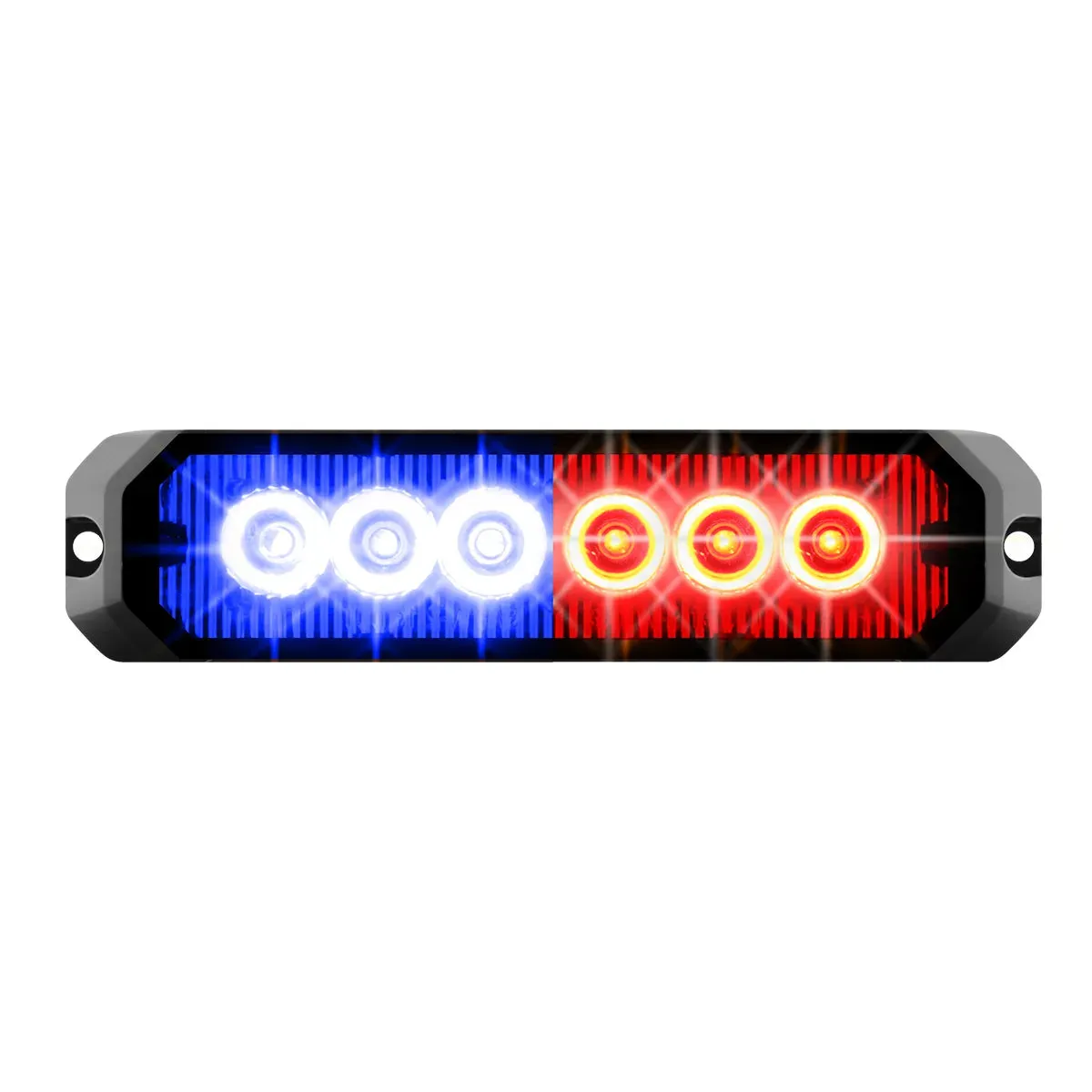 5″ MEDIUM RECTANGULAR HIGH POWER LED STROBE LIGHT, BLUE & RED/CLEAR