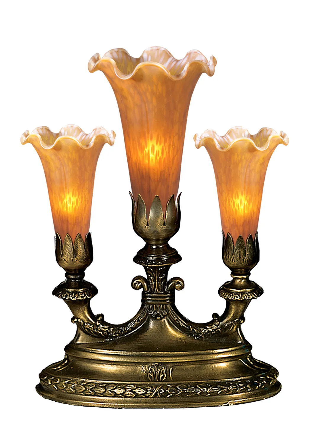 Amber Pond Lily Three Light Accent Lamp