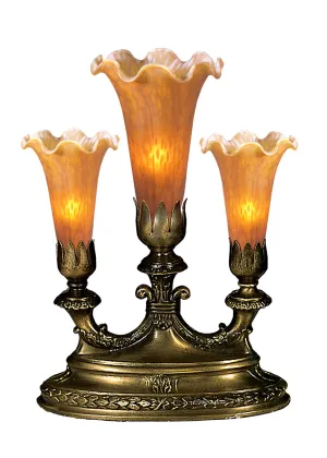 Amber Pond Lily Three Light Accent Lamp