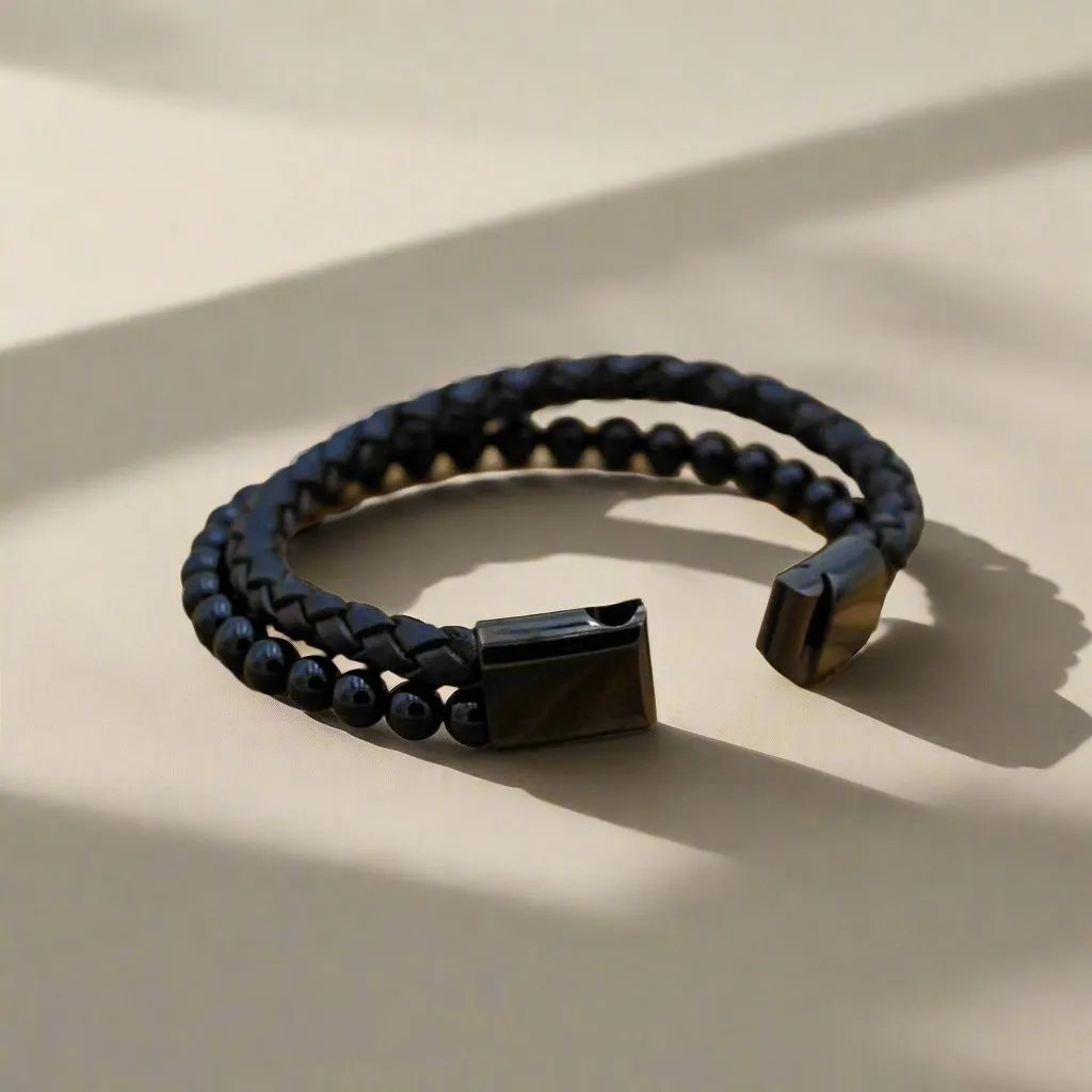 Black Agate Leather Bracelet – Balance and Protection for Everyday Wear