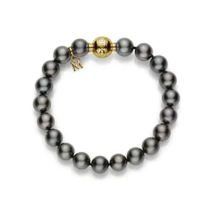 Black South Sea Cultured Pearl Bracelet in 18K Yellow Gold