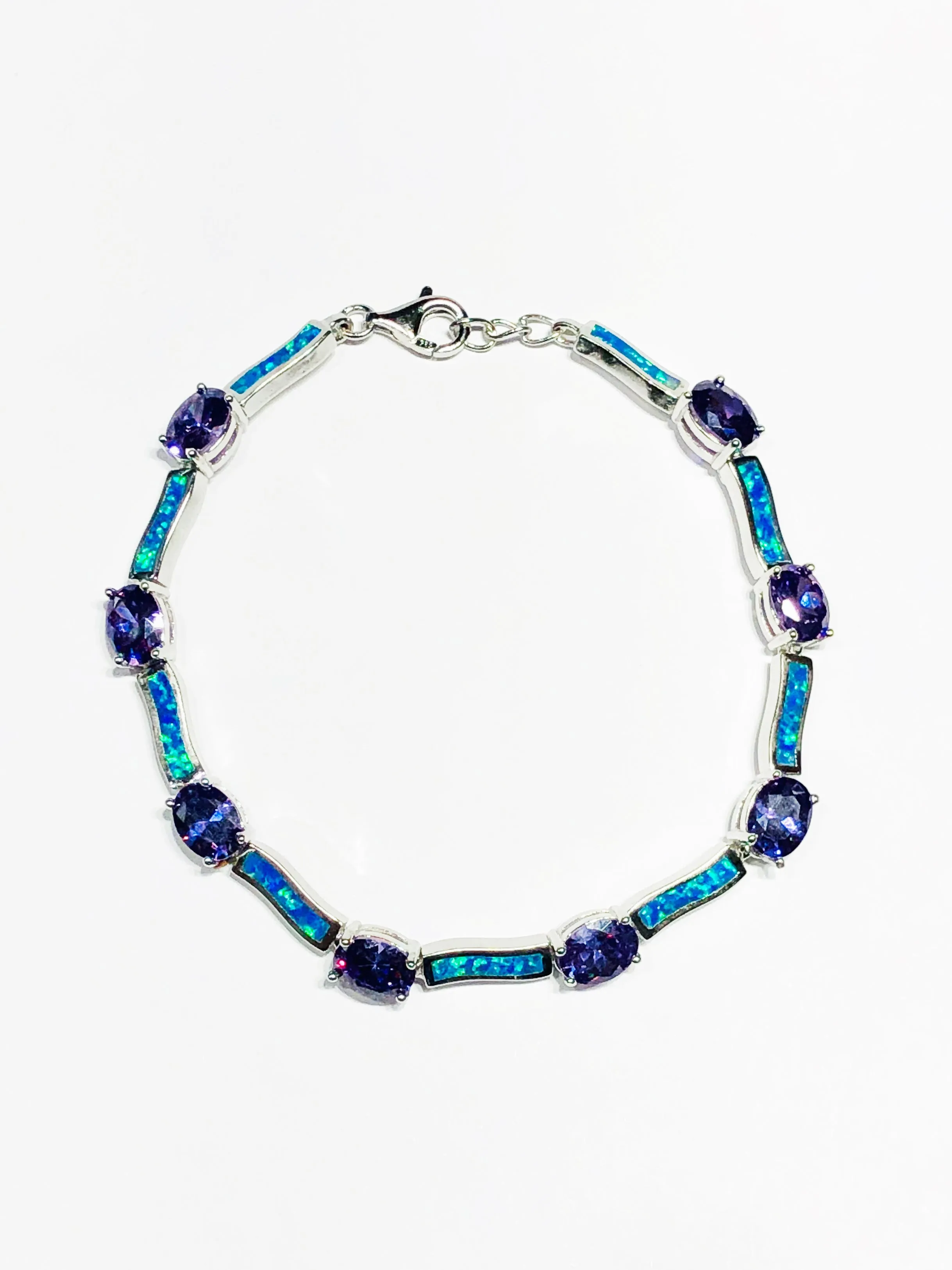 Blue Opal CZ Bracelet (Silver)