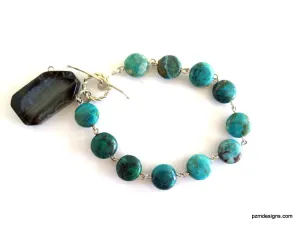 Chrysacolla Tennis Bracelet with Toggle Closure