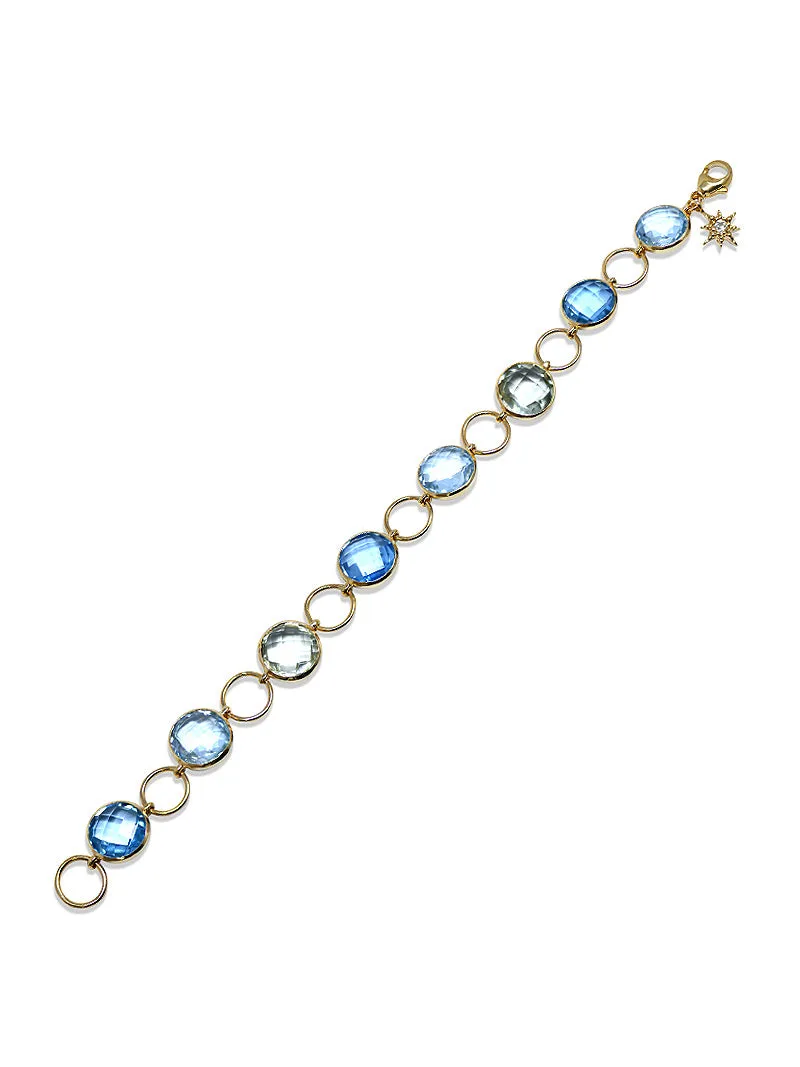 Classique Multicolor Gemstone Bezel Lifesaver Link Bracelet