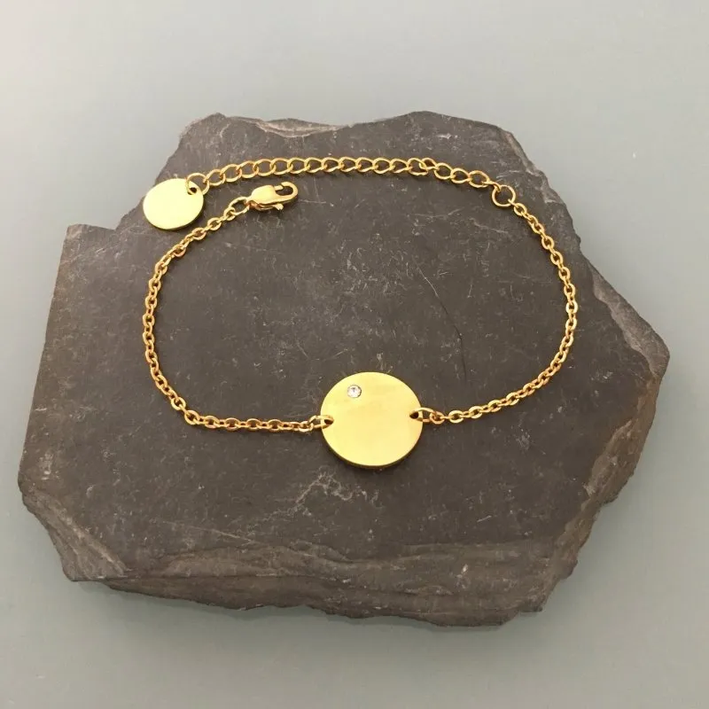 Clover Women's Curb Bracelet with Medal and Zirconium | Gold Bracelet | Zircon Bracelet | Gift Jewelry | Gold Women's Jewelry Christmas Gift