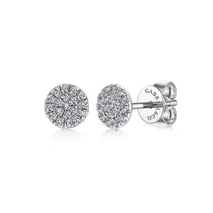 Cluster Diamond Stud Earrings in 14K White Gold