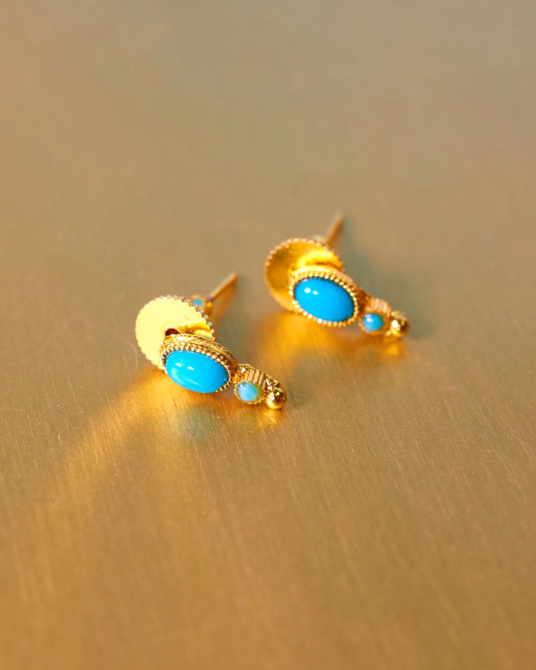 Cora Stud Earrings in Turquoise Blue