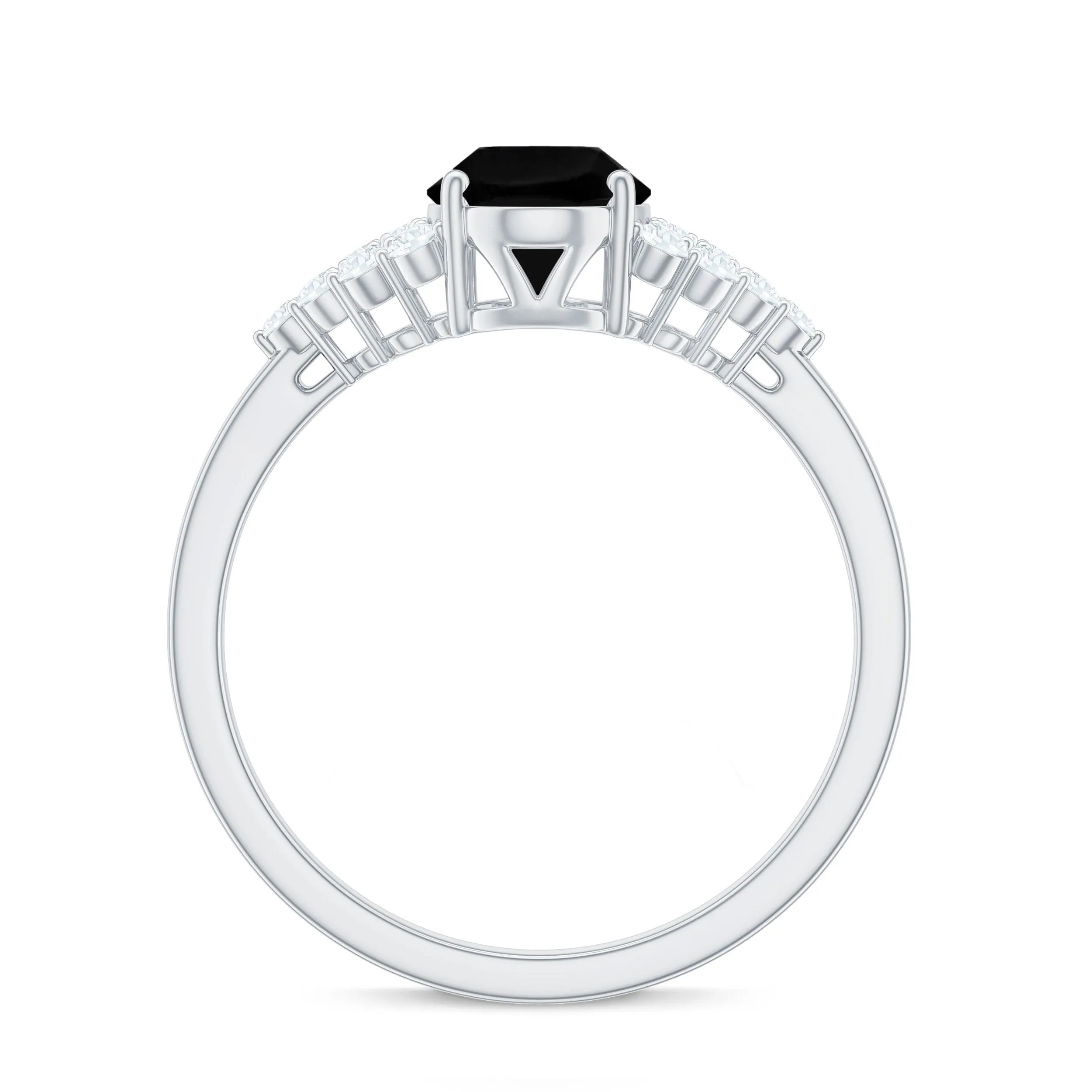 Created Black Diamond Oval Engagement Ring with Diamond