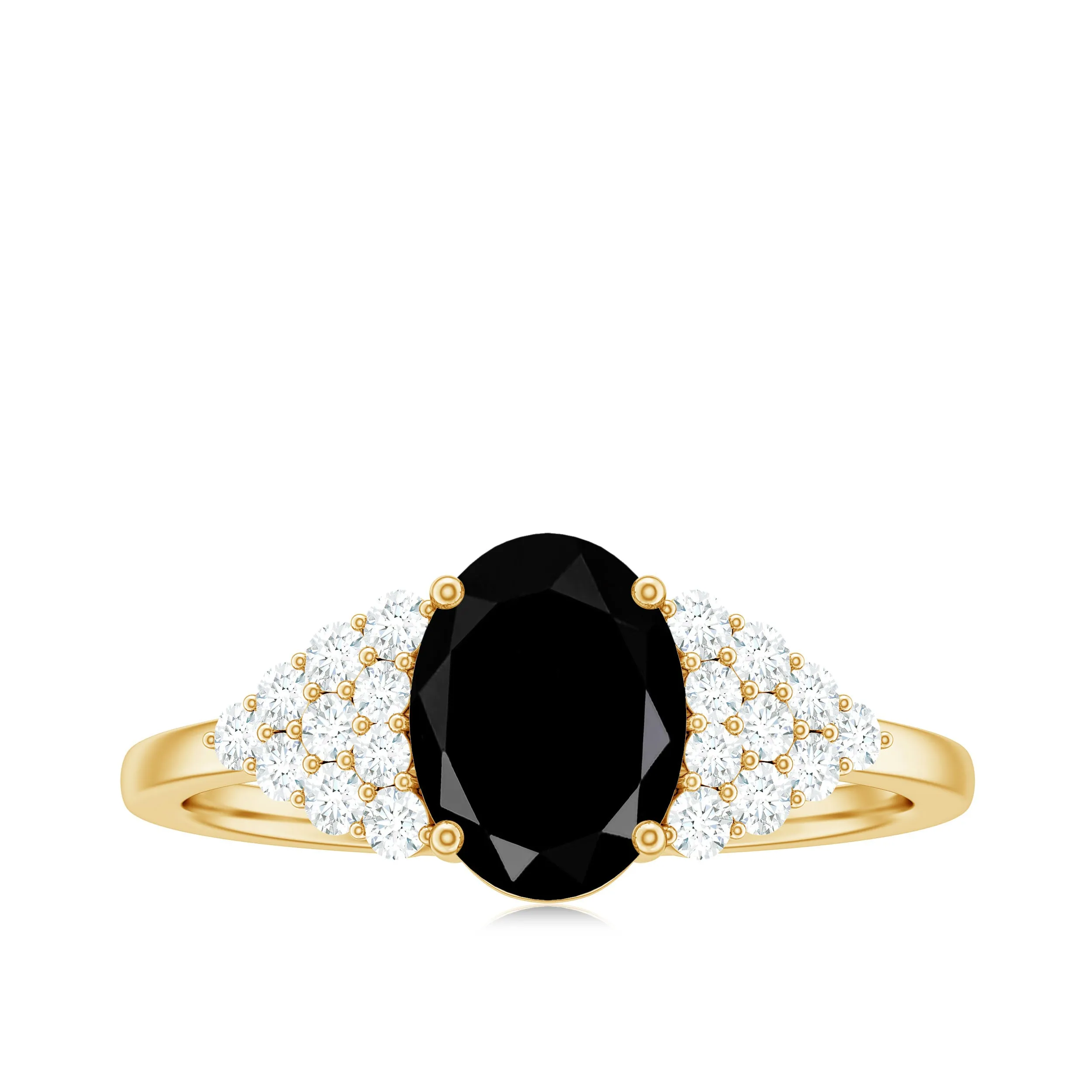 Created Black Diamond Oval Engagement Ring with Diamond