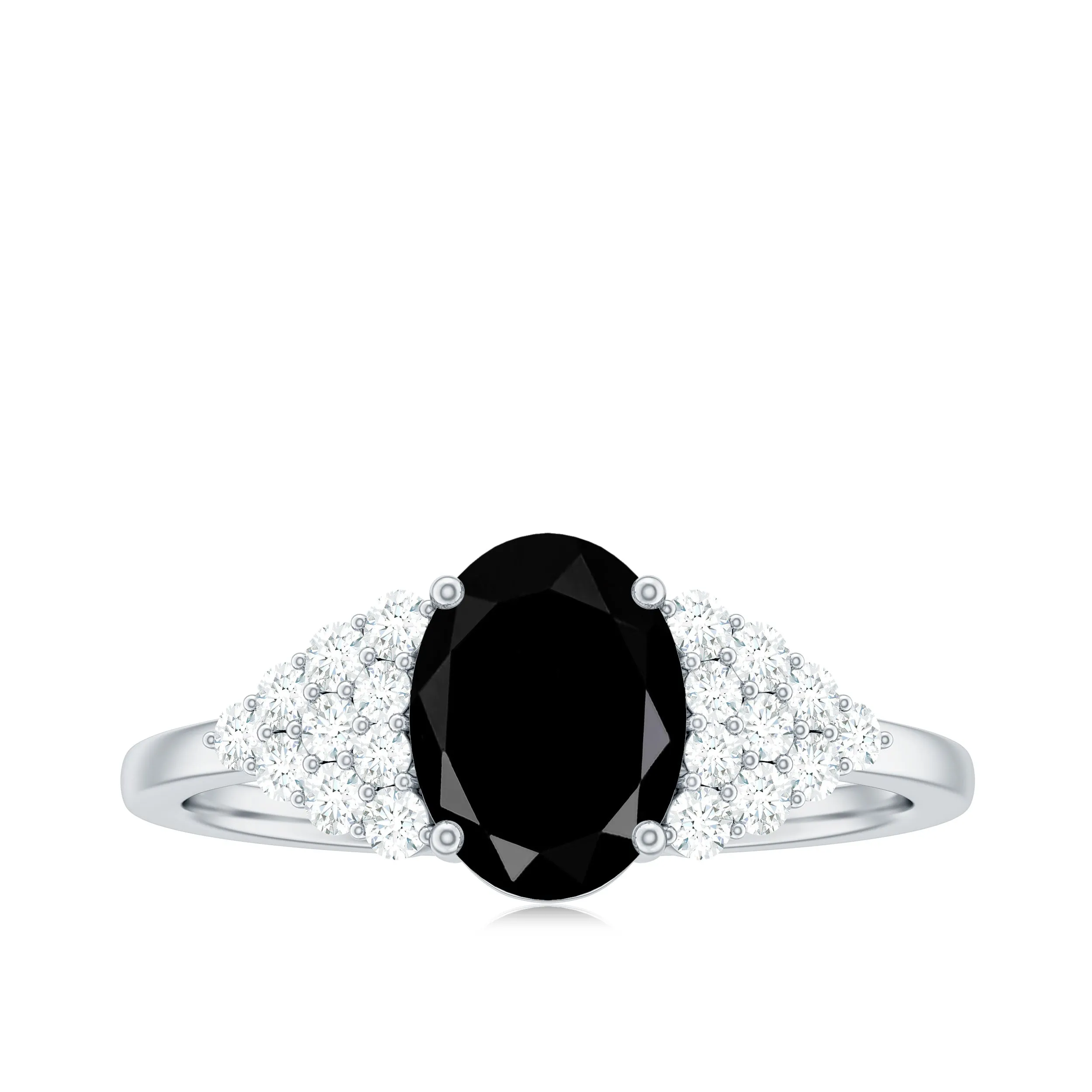 Created Black Diamond Oval Engagement Ring with Diamond