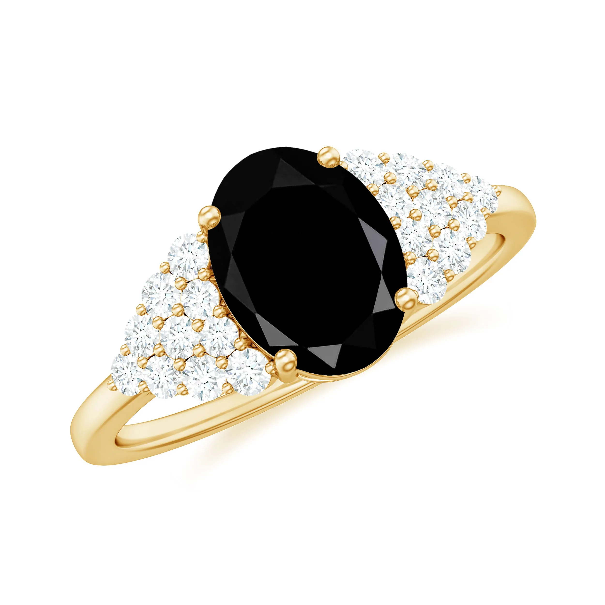 Created Black Diamond Oval Engagement Ring with Diamond