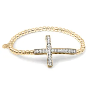 Cross Ball Bracelet - Yellow Gold Plated