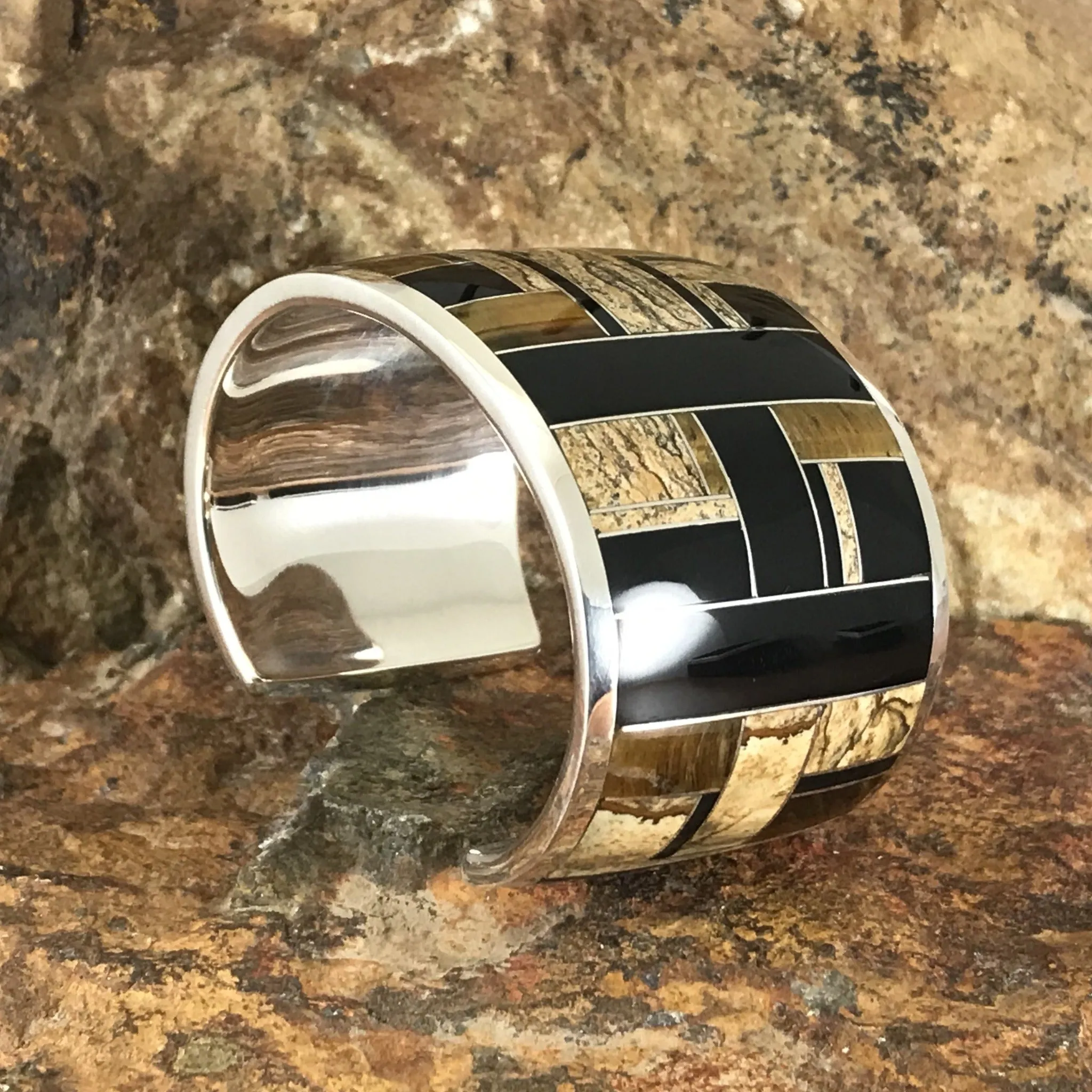 David Rosales Native Earth Inlaid Sterling Silver Bracelet