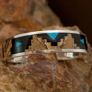 David Rosales Turquoise Creek Fancy Inlaid Sterling Silver Bracelet