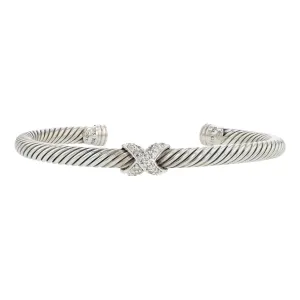 David Yurman X Station Bracelet in Sterling Silver with Diamonds