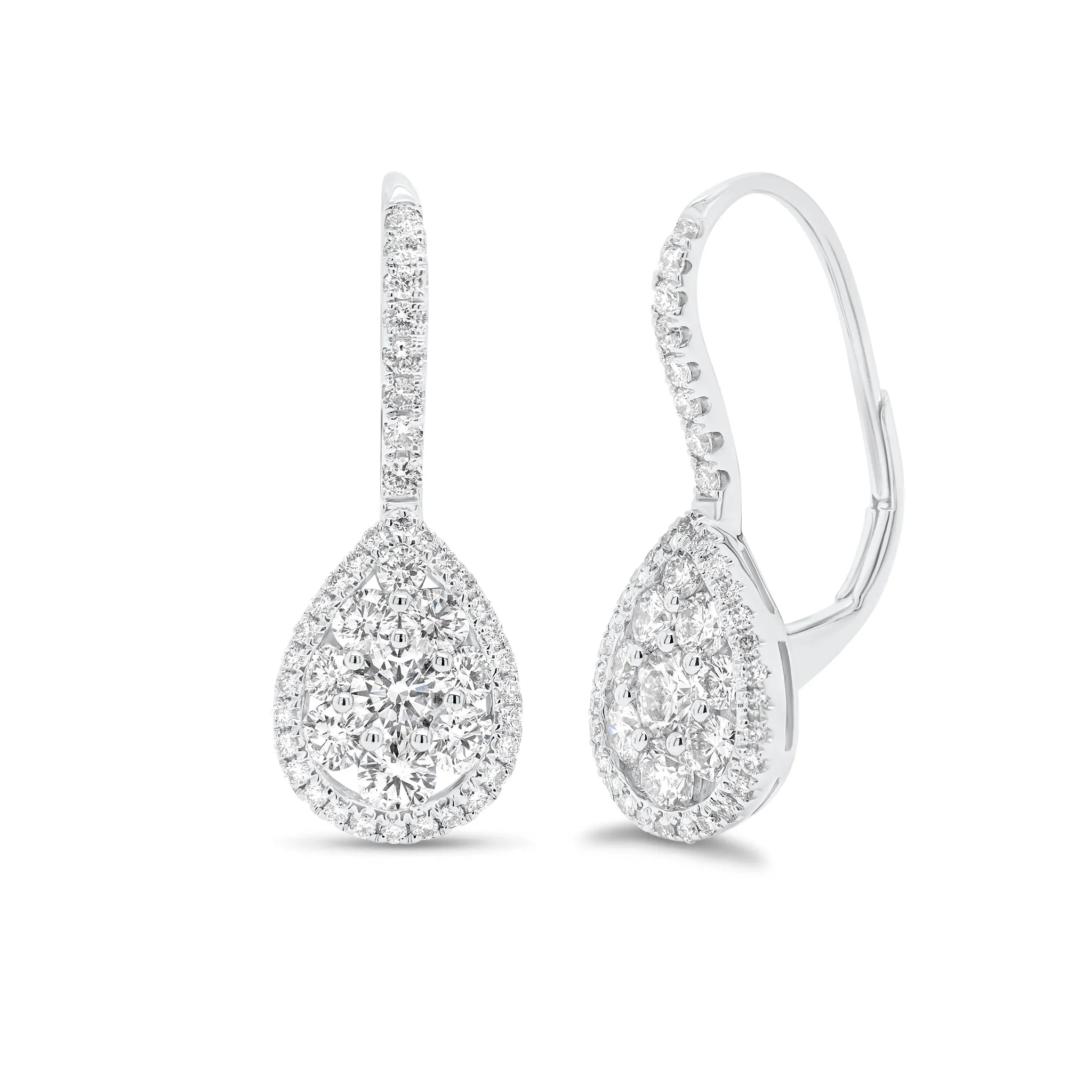 Diamond Teardrop Lever-Back Earrings